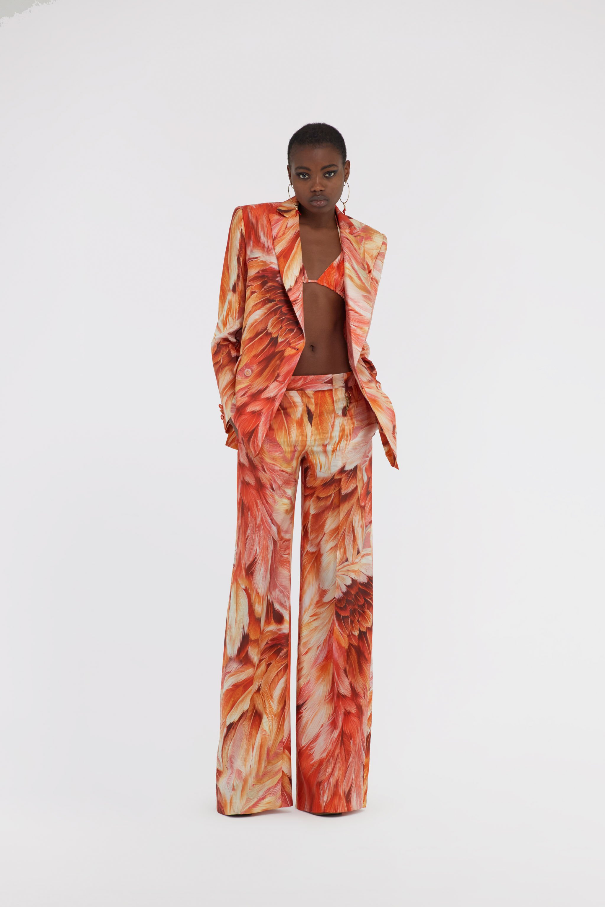RC Plumage print blazer Orange SWT400-4QL71