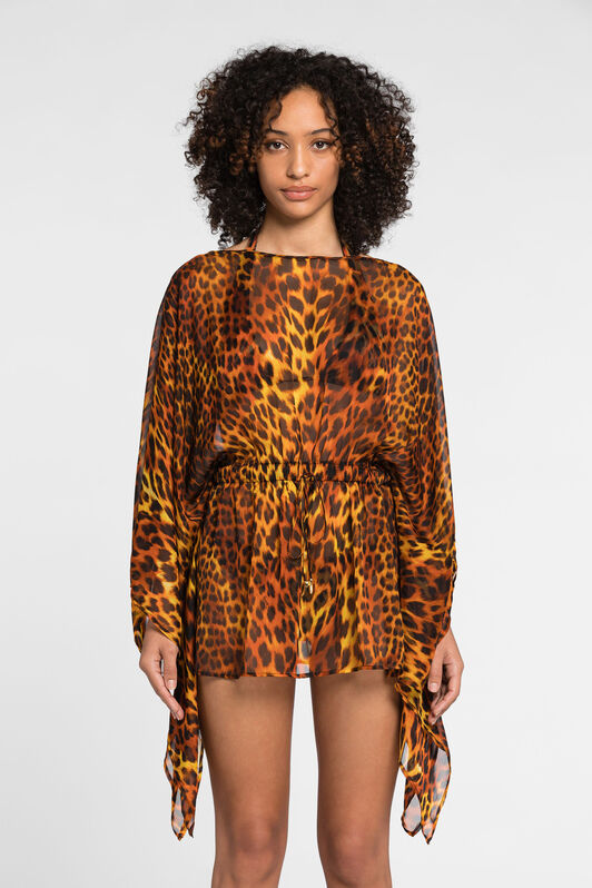 RC Jaguar-Print Silk Kaftan RC Jaguar-Print Silk Kaftan Orange OQW02K-XTD02