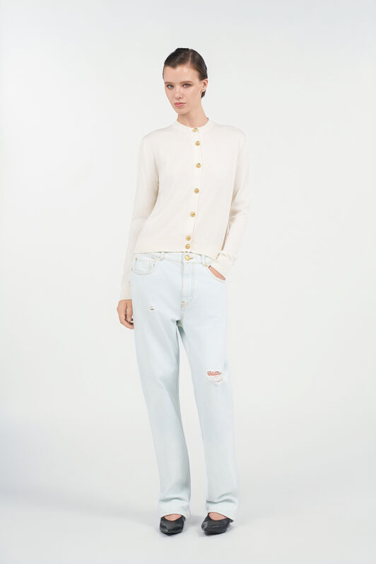 RC Wool Blend Cardigan Ivory UWM901-WH003