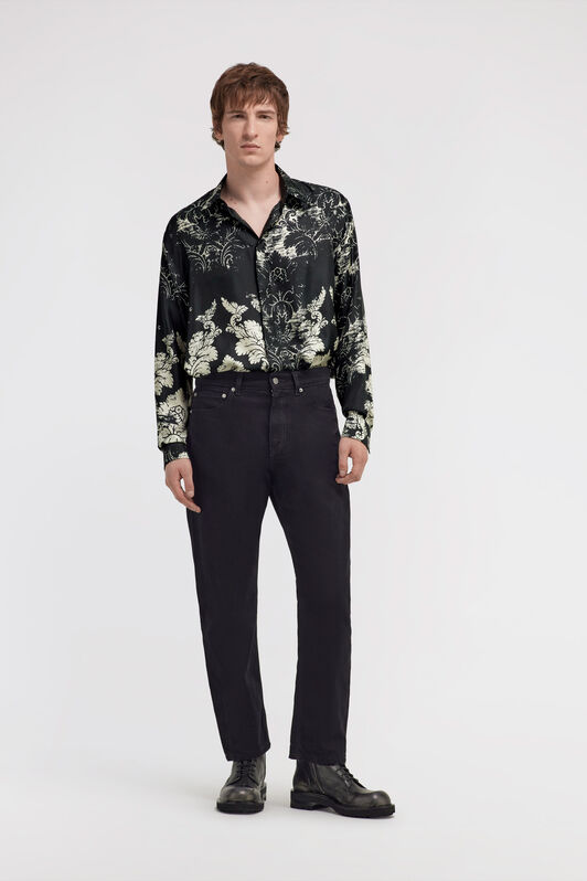 RC Camicia in seta con stampa Broccato Nero TRT713-4QN14