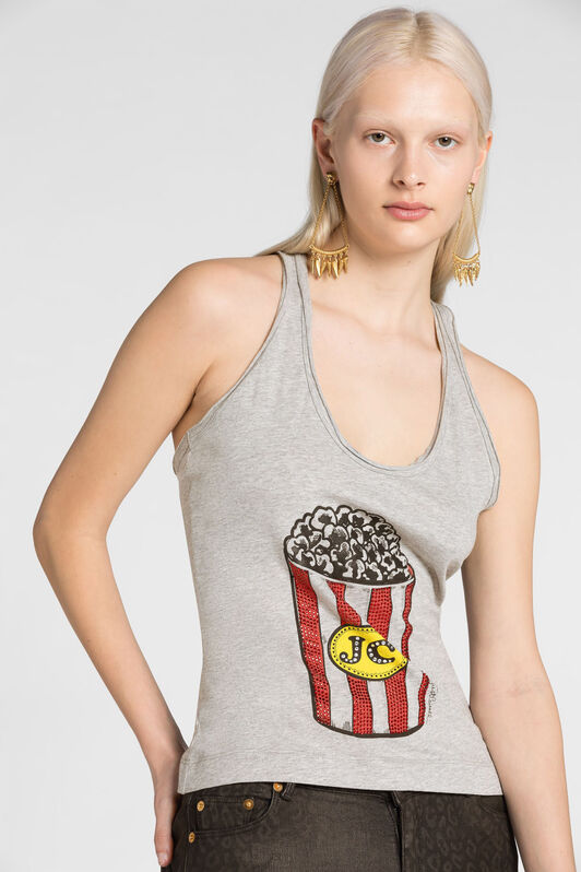 JC Just Cavalli Crystal-Embellished Popcorn-Print Top 857M-857M EQLSEJ-ISDT9