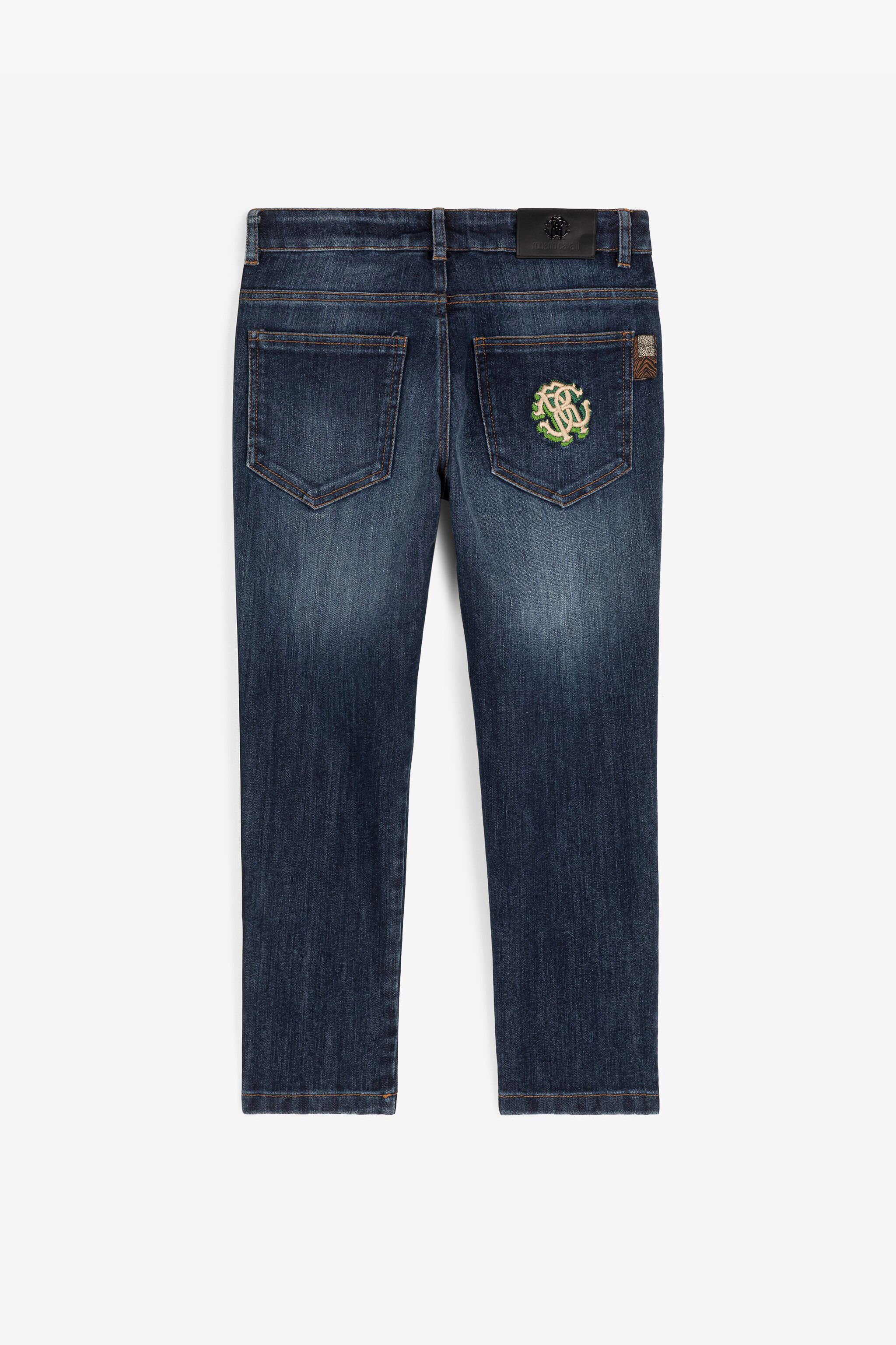 JU RC Monogram-Embroidered Side-Stripe Jeans Dark blue RJJ20D-DS015