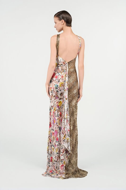 RC Long Chiffon Dress with Florentine Flowers Print RC Long Chiffon Dress with Florentine Flowers Print MULTICOLOR WQT109-HER29