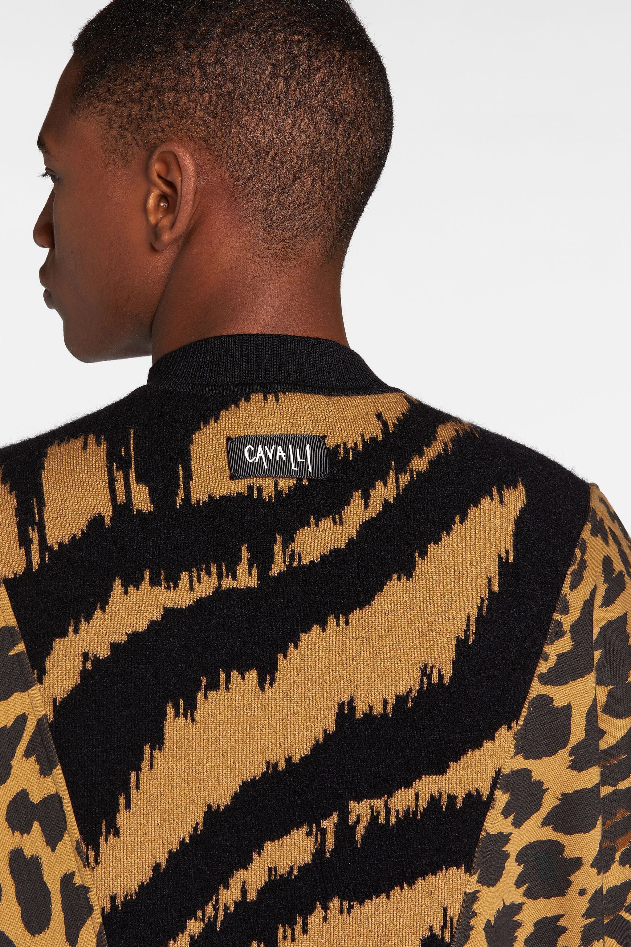 RC Maglione jacquard con motivi animalier PEANUT BUTTER/ BLACK NNM617-CF062