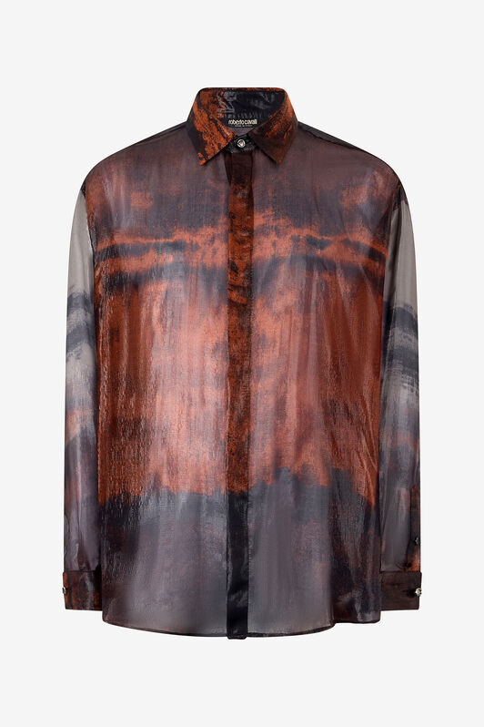 RC Silk Blend Shirt with Garment-Dyed Effect RC Silk Blend Shirt with Garment-Dyed Effect Black/Red VNT725-HXP69