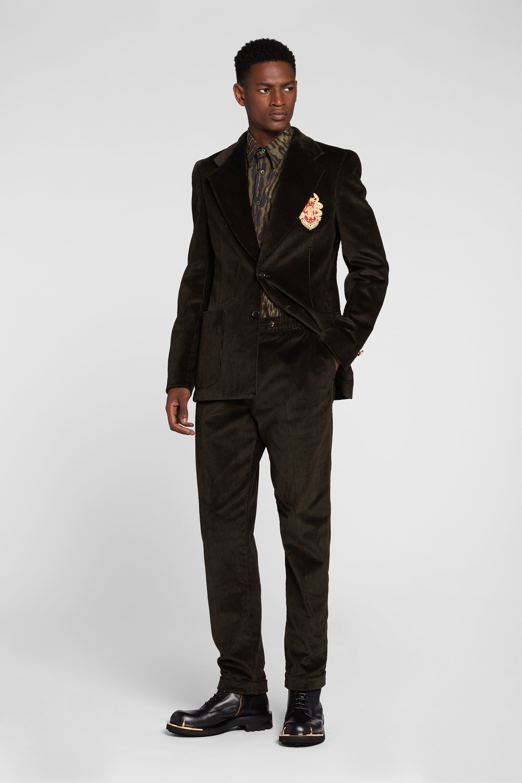 RC Pantaloni in velluto con Monogram RC MILITARY PRR206-VL007