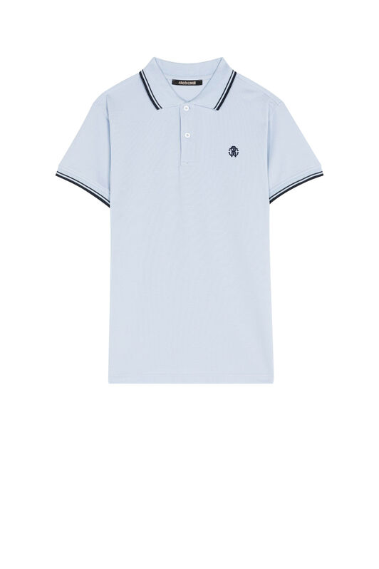 RC RC Monogram-Embroidered Polo Shirt Bleu clair KOT60A-KB017