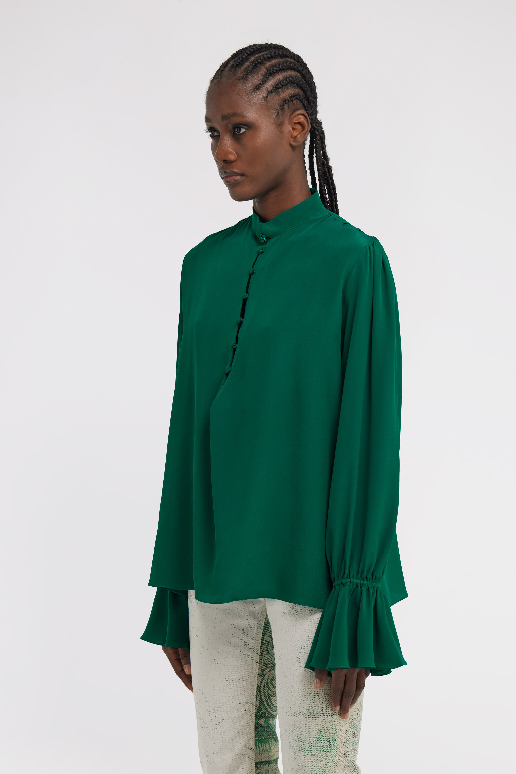 RC Mandarin collar Blouse Verde TKT709-SY001