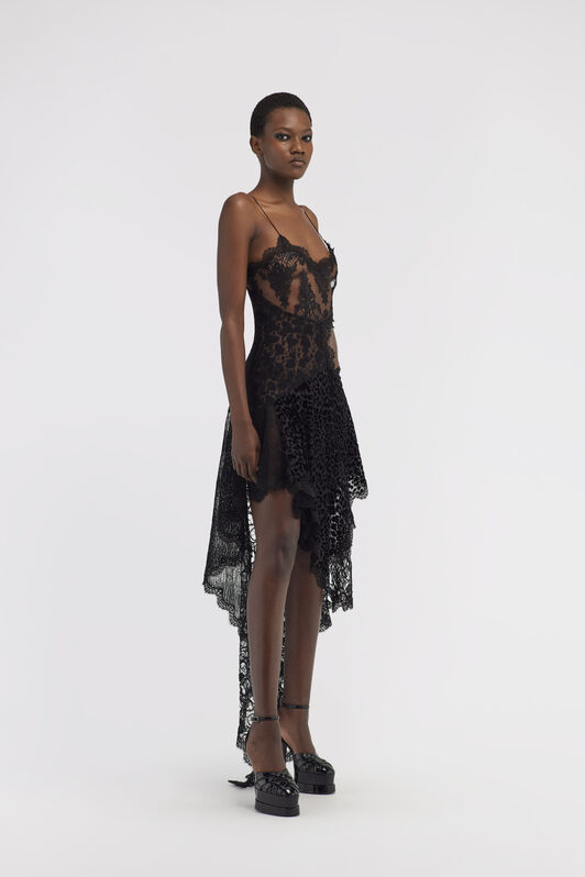 RC Abito sottoveste in pizzo Nero RWT112-RP001