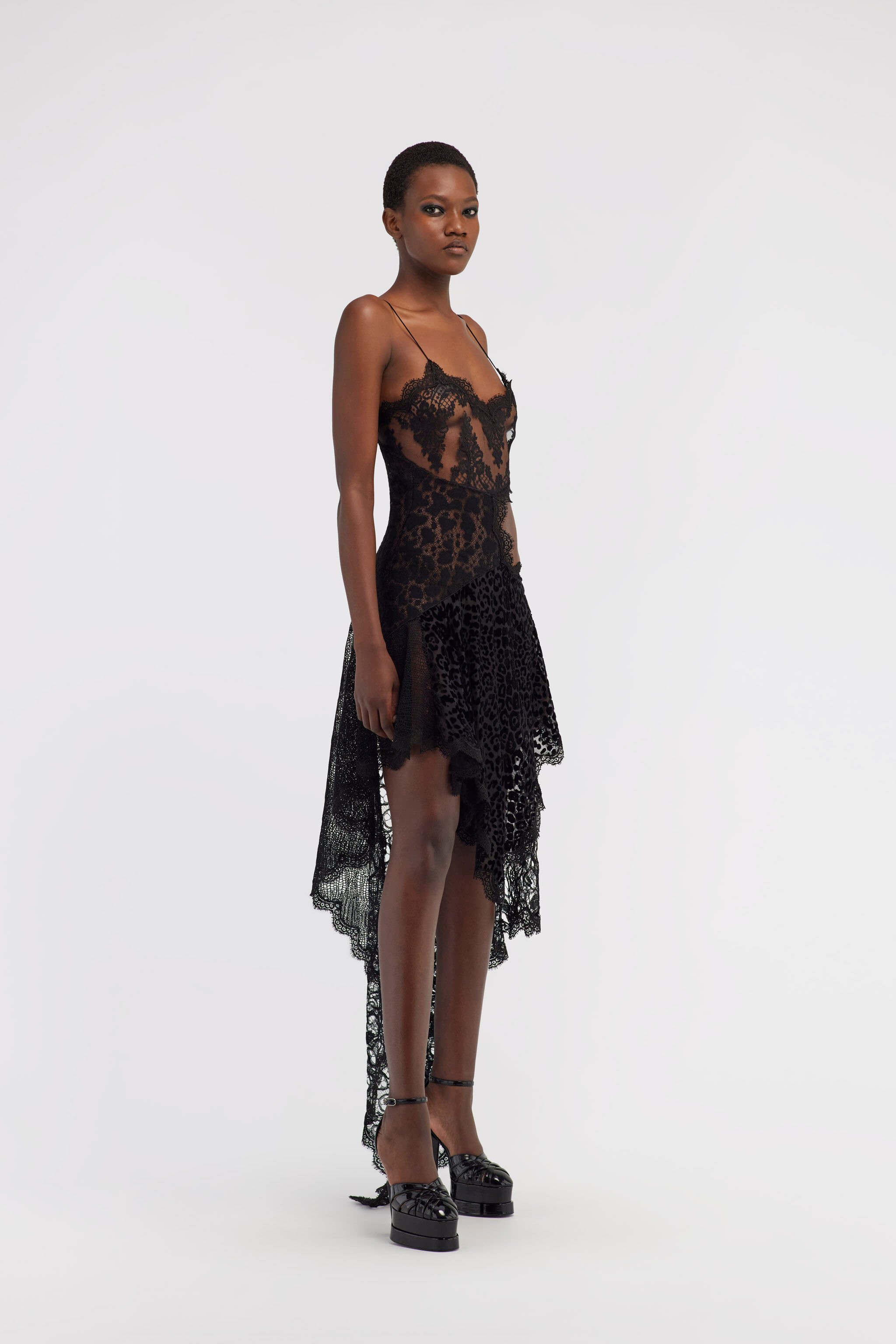 RC Abito sottoveste in pizzo Nero RWT112-RP001