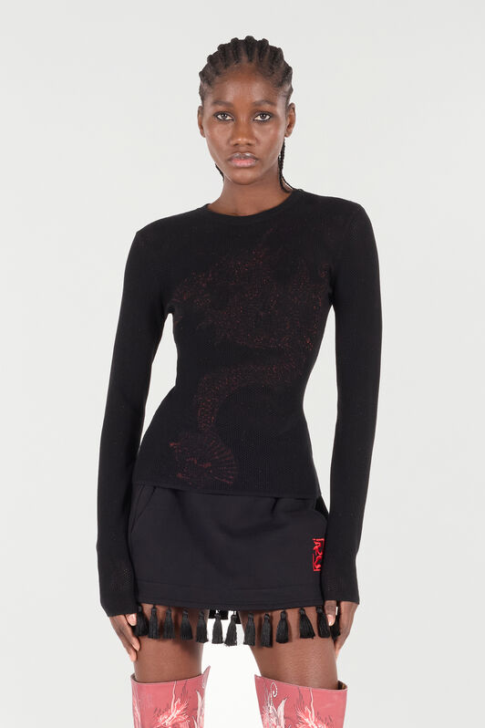RC Micro-Perforated Sweater with Dragon RC Micro-Perforated Sweater with Dragon Black VQM619-MO010