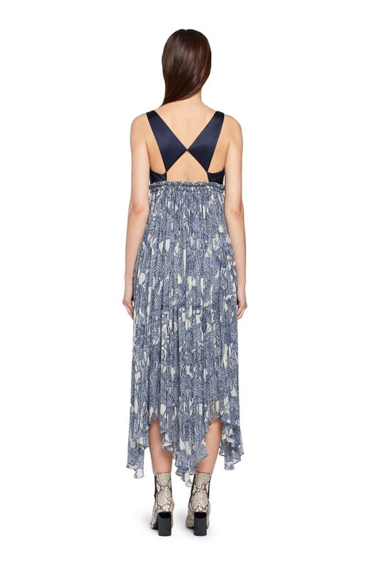 RC Long iris print silk dress RC Long iris print silk dress IVORY/DARK NAVY HQT137-GFM05