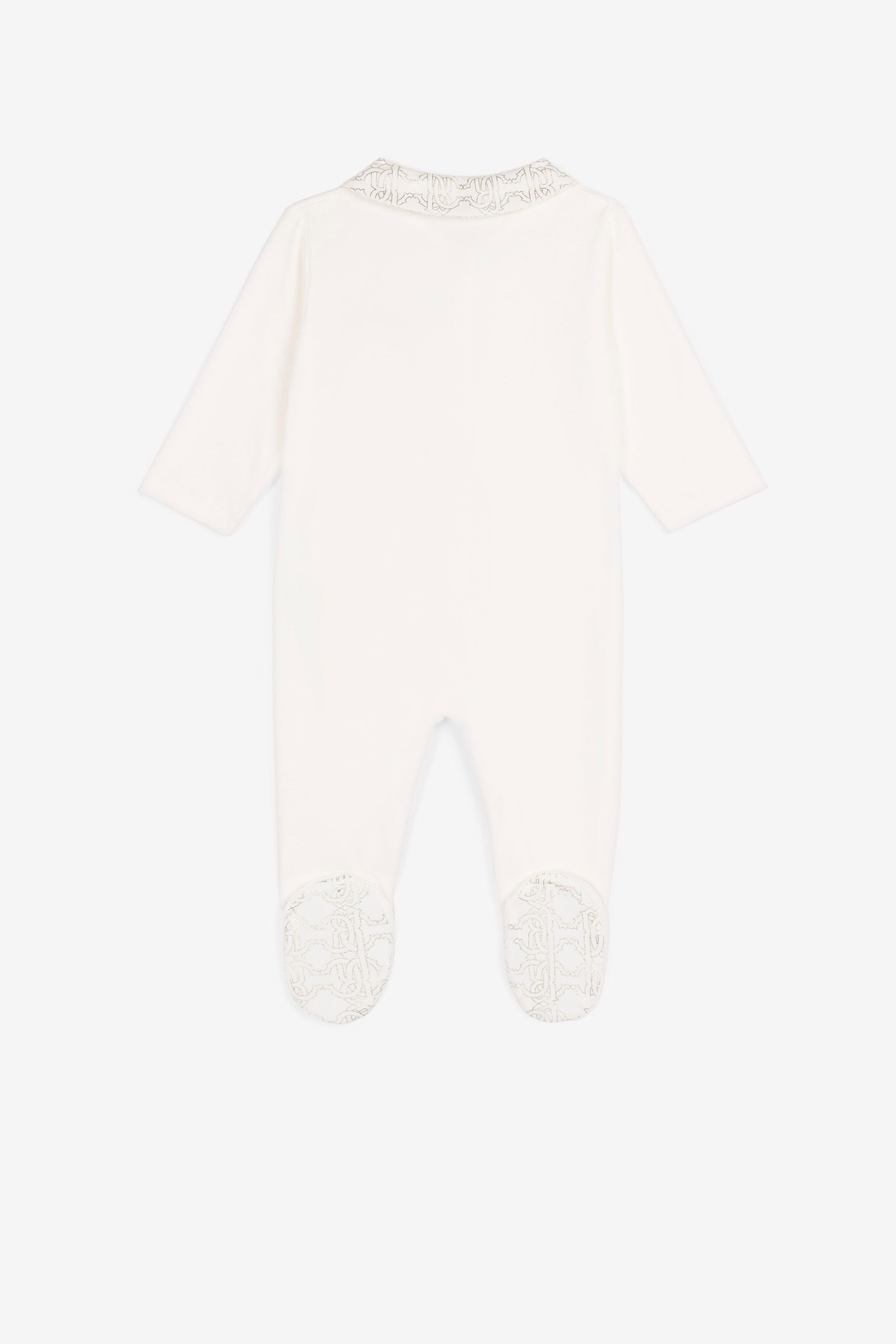 JU Embroidered-logo babygrow set Gold Platinum QJT886-JV025