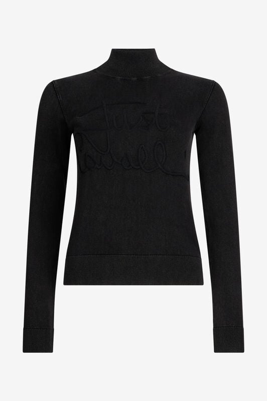 JC Black Turtleneck Sweater With Embossed Logo BLACK VFM036-VF292