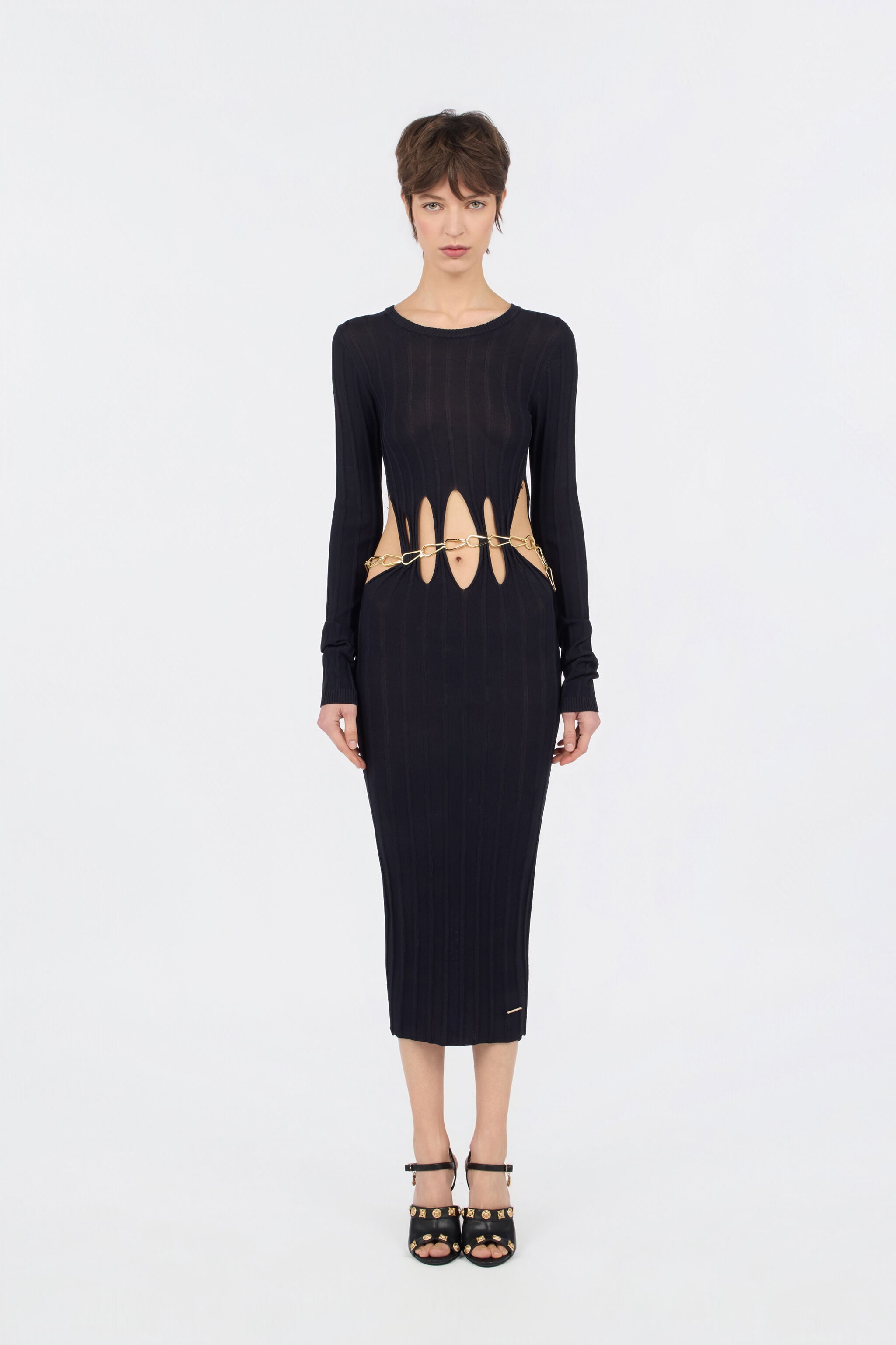 JC Vestido Midi Negro Con Detalle Cut-Out JC Vestido Midi Negro Con Detalle Cut-Out BLACK WFT291-WF689