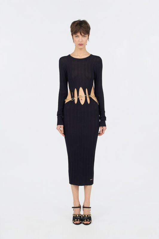 JC Vestido Midi Negro Con Detalle Cut-Out JC Vestido Midi Negro Con Detalle Cut-Out BLACK WFT291-WF689