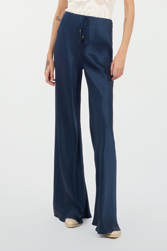 RC Fluid Silk Pants With Print Dark blue UKT209-SZN57