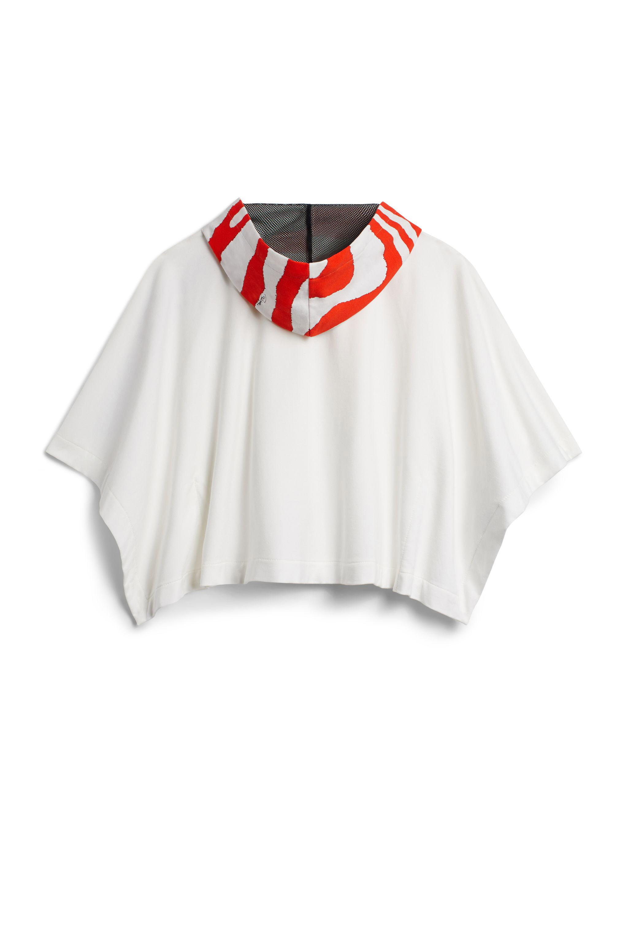 JU Weißes Cape mit Kapuze mit Zebra-Print MILKY WHITE IJT900-CF042