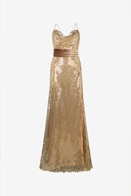 ${brand} Abito Extralungo Dorato Con Paillettes ${colorDescription} ${masterID}