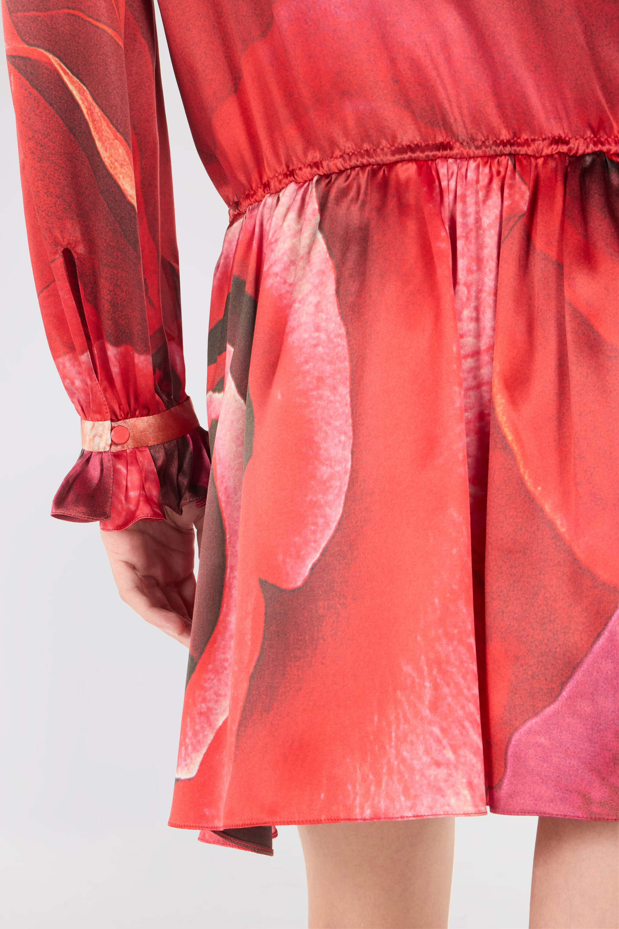 RC Miniblusenkleid mit Print Rose Rot UKT131-RYN48