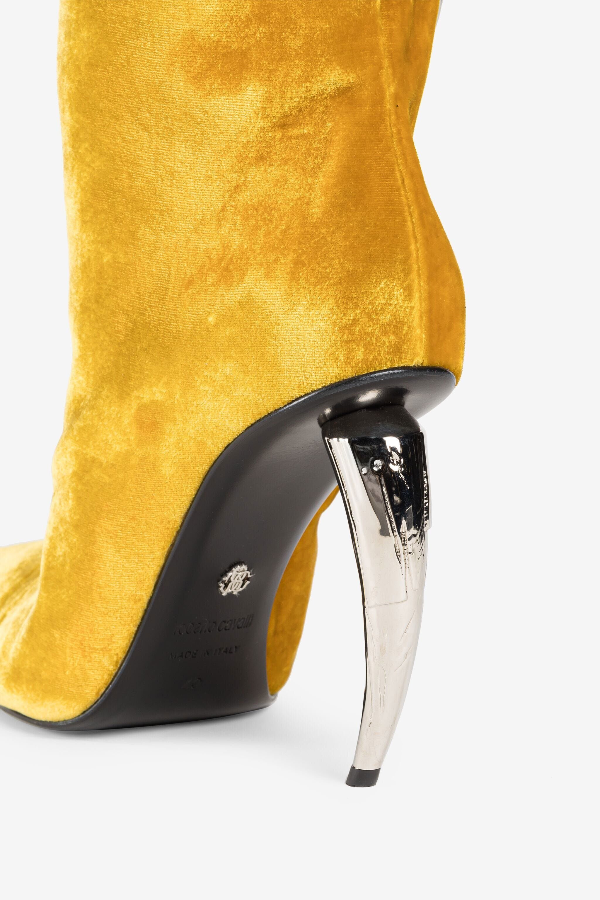 RC Tiger Tooth Thigh-High Velvet Boots Yellow PWS002-VL067