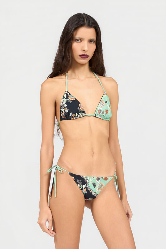 RC Kimono Print Bikini Top GREEN/BLACK XQW012-HVT25