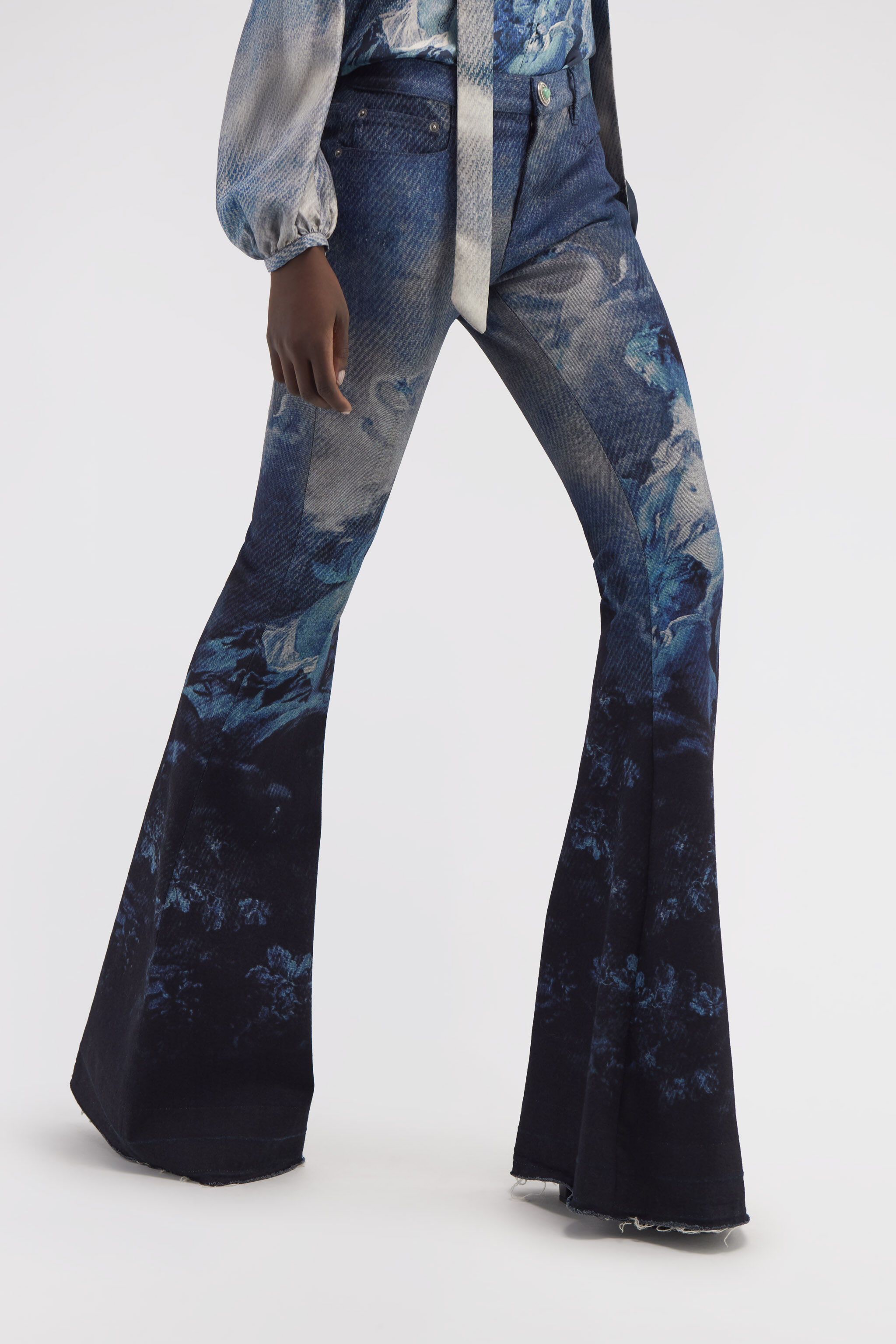 RC Flared jeans with Denim Wild Leda print Dark blue RWJ207-DSI16