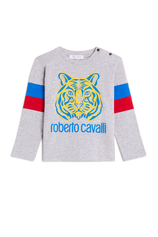 JU Tiger logo print top JU Tiger logo print top GREY MELANGE JJT61B-JV025