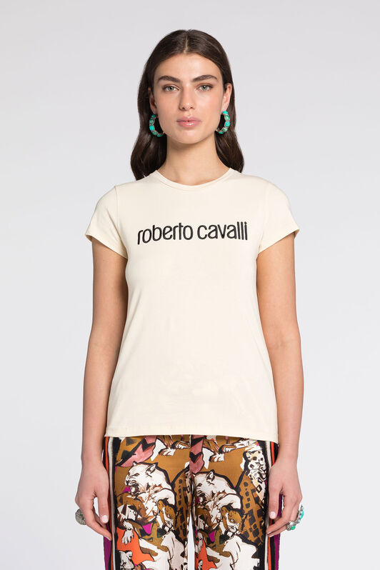 RC T-shirt con logo ricamato Avorio RKT60B-JD061