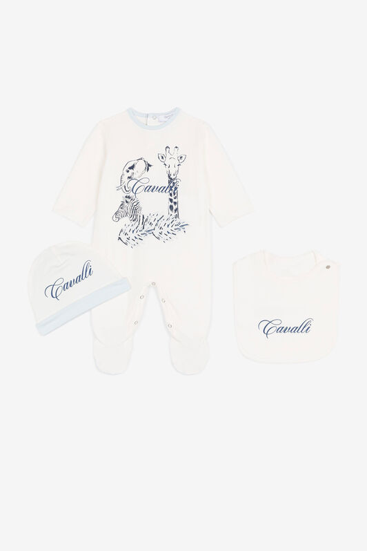 JU Strampler-Set mit Tiere-Print Weiß PJT815-JV025