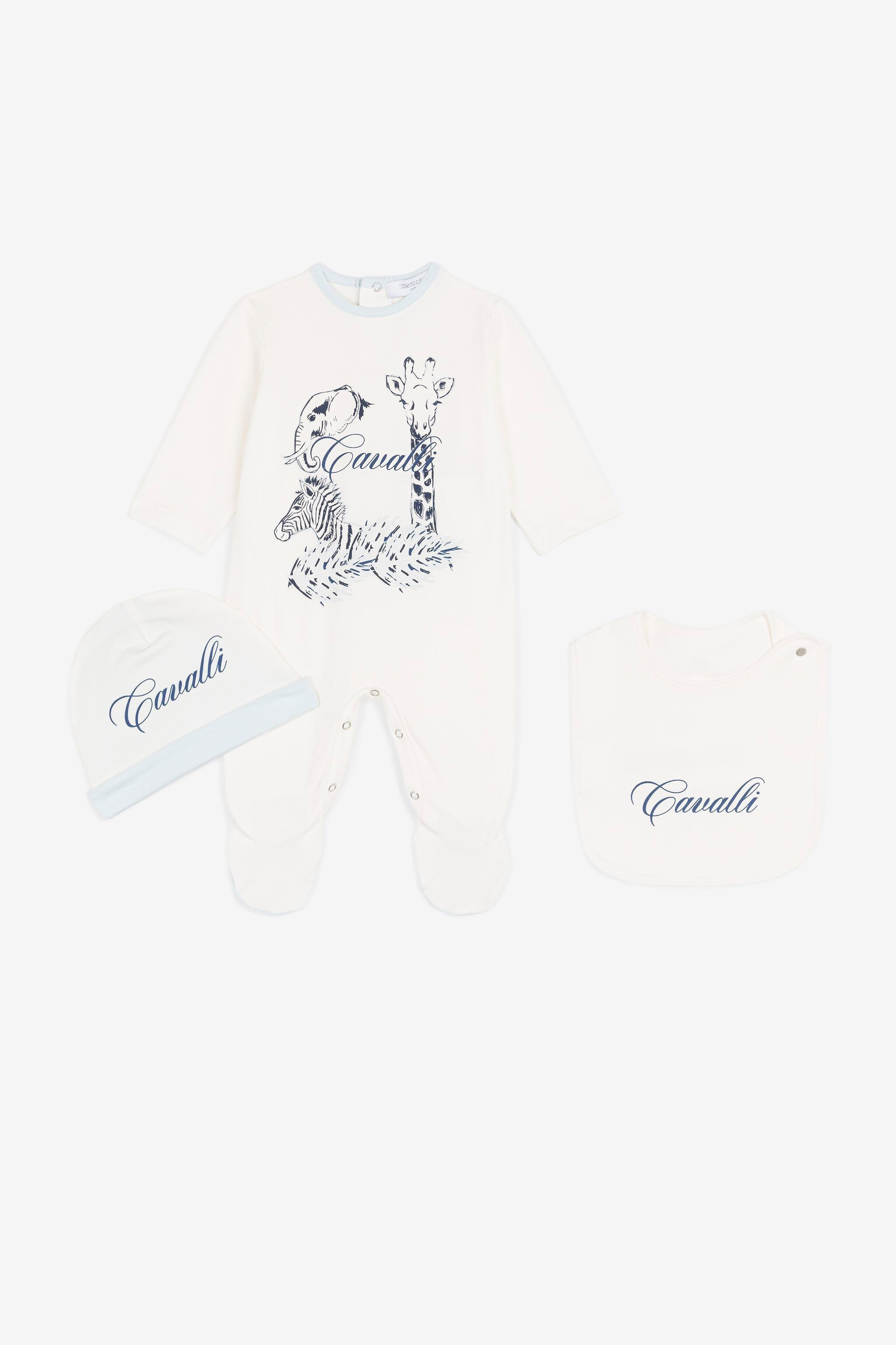 JU Strampler-Set mit Tiere-Print Weiß PJT815-JV025