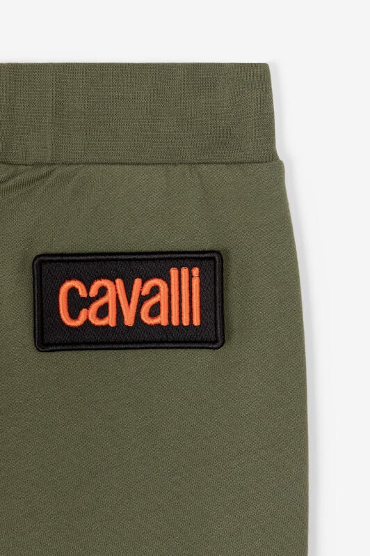 JU Logo-patch cotton trousers JU Logo-patch cotton trousers Dark green RJT227-CF050