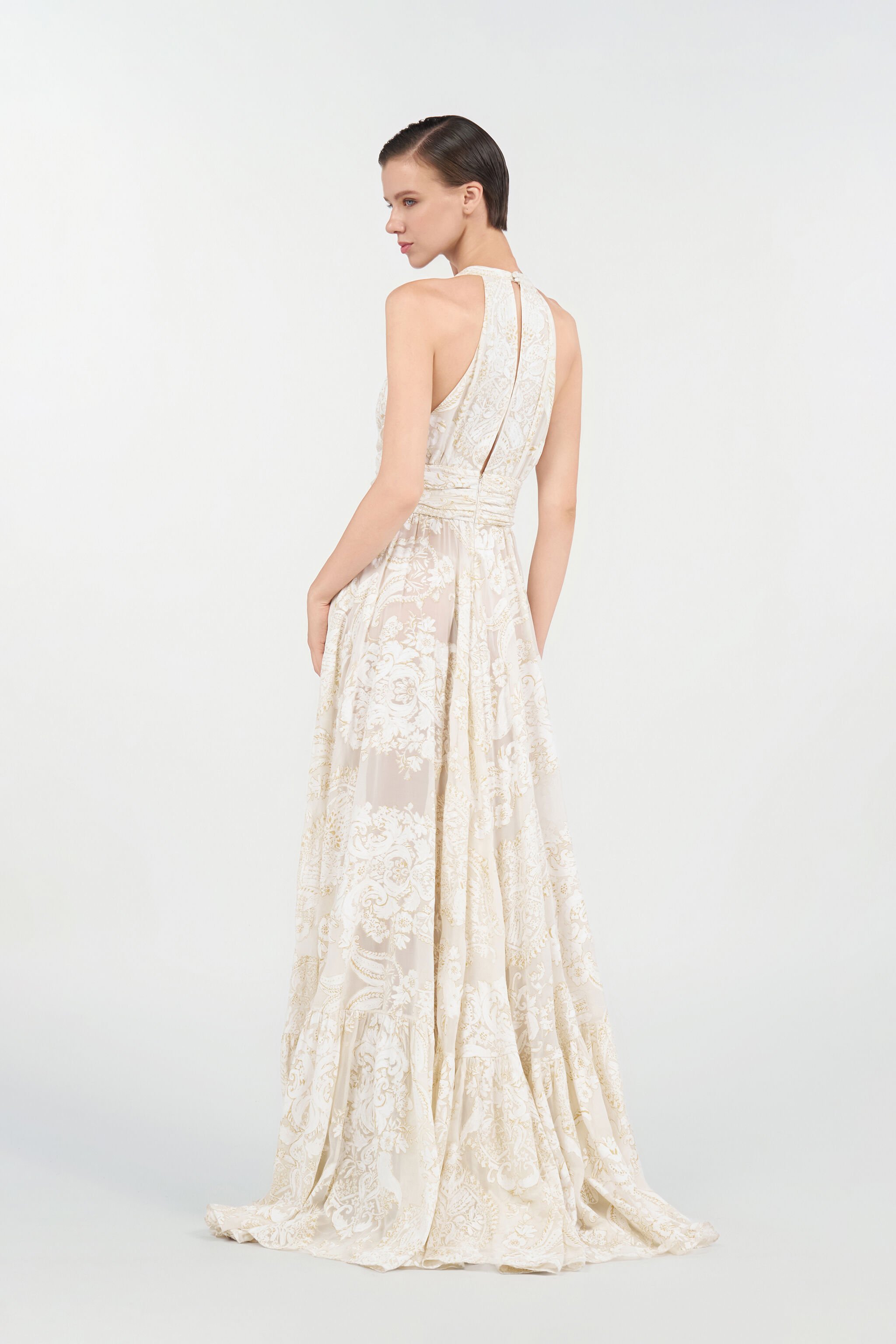 RC Langes Kleid mit ornamentalem Muster White WHITE WQT108-SLR36