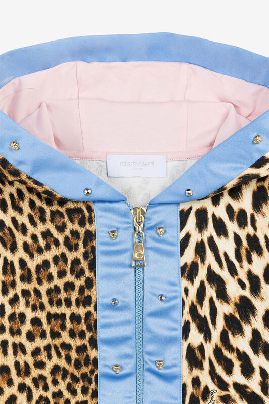 JU Felpa con borchie e stampa Leopard Marrone chiaro OJT962-ISA2J