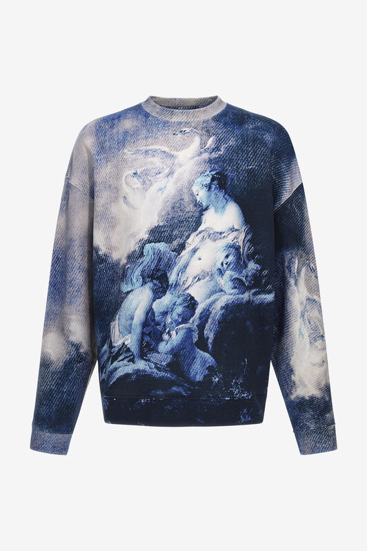 RC Sweatshirt with Denim Wild Leda print RC Sweatshirt with Denim Wild Leda print Dark blue RMT68B-5OI35