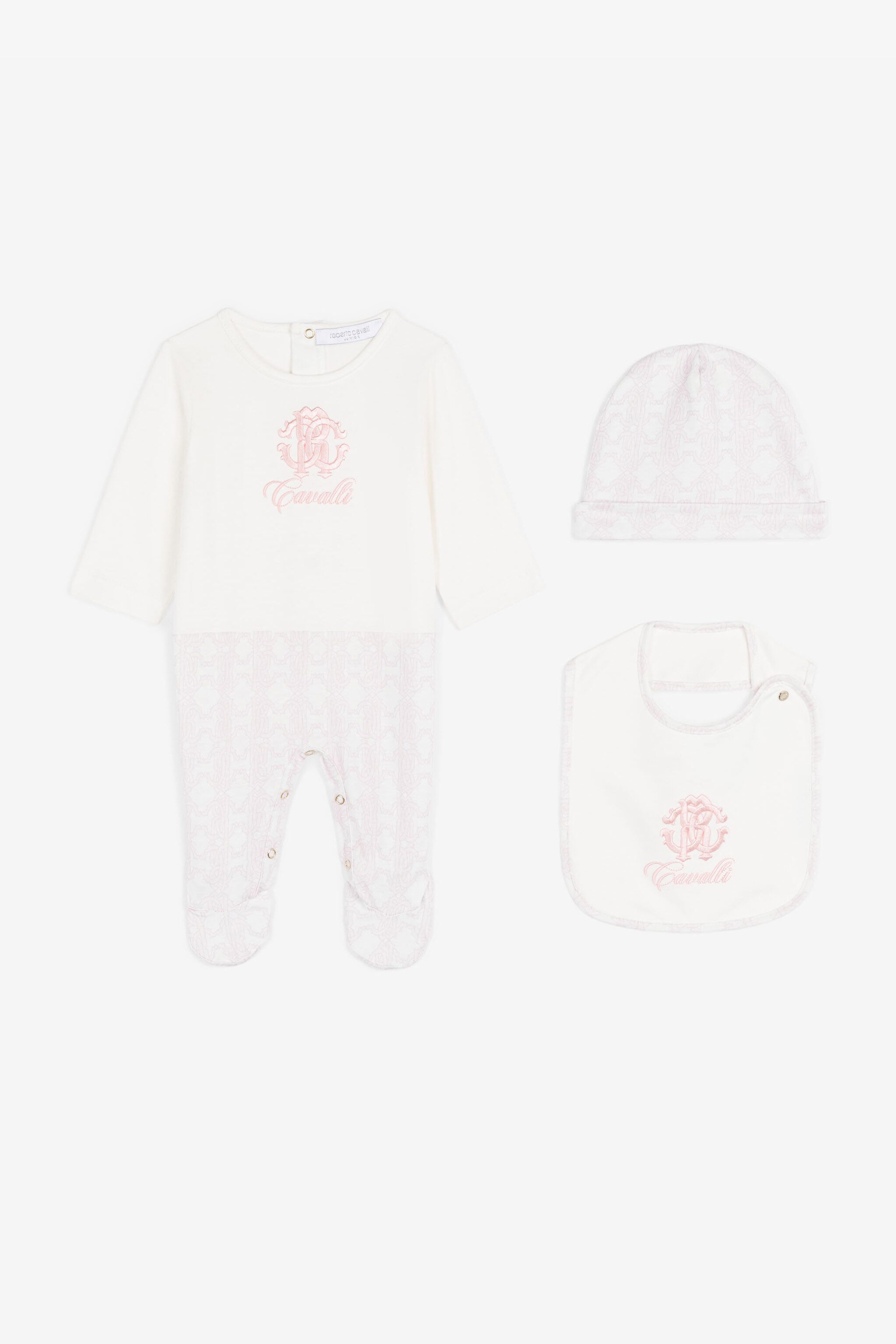 JU RC Monogram-Embroidered Babygrow Set Pink RJT838-JD001