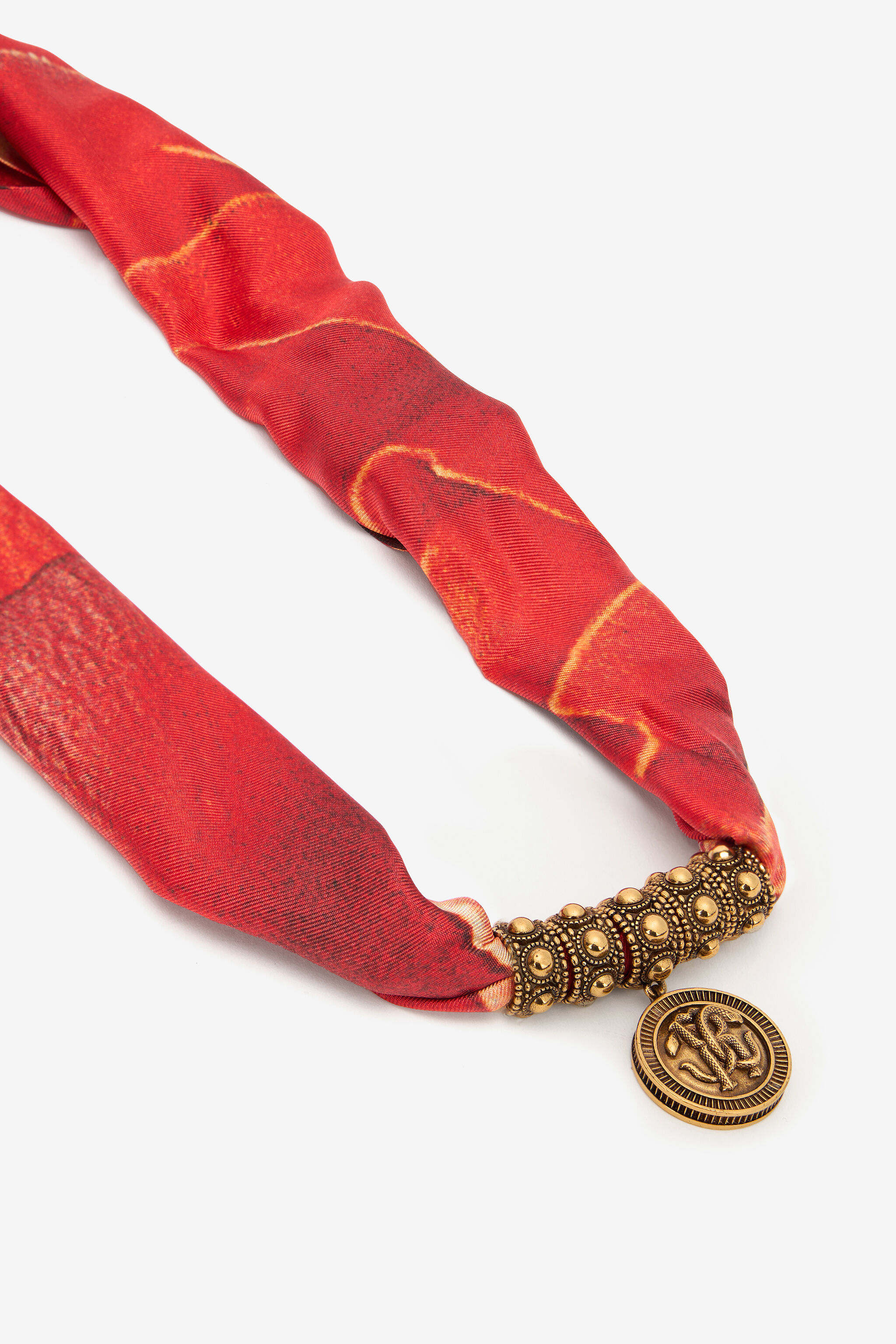 RC Collier En Soie Avec Monogramme Mirror Snake Rouge TKG002-AM019