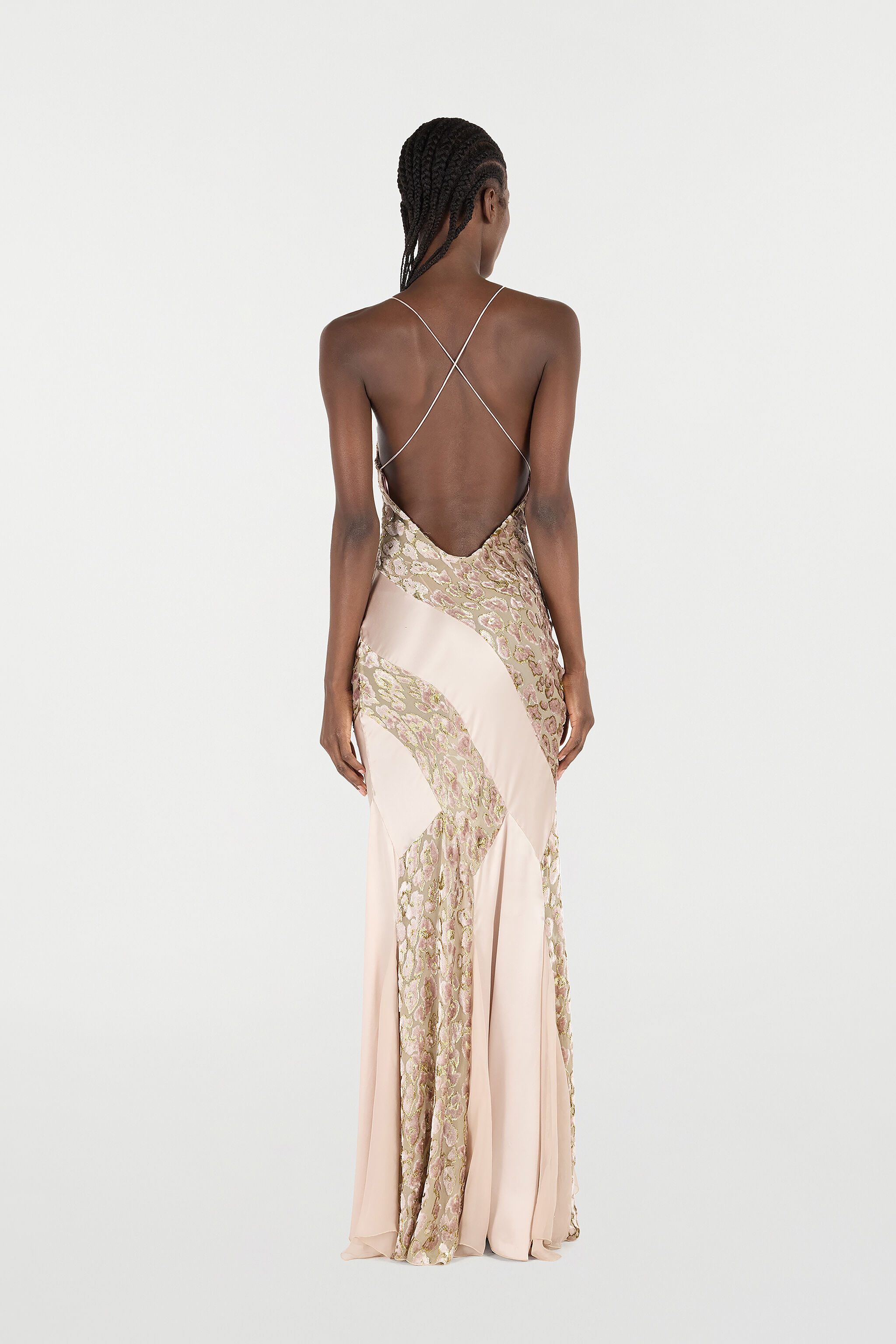 RC Slip-Style Long Dress with Animal Print ROSA/ORO VQT127-FC005