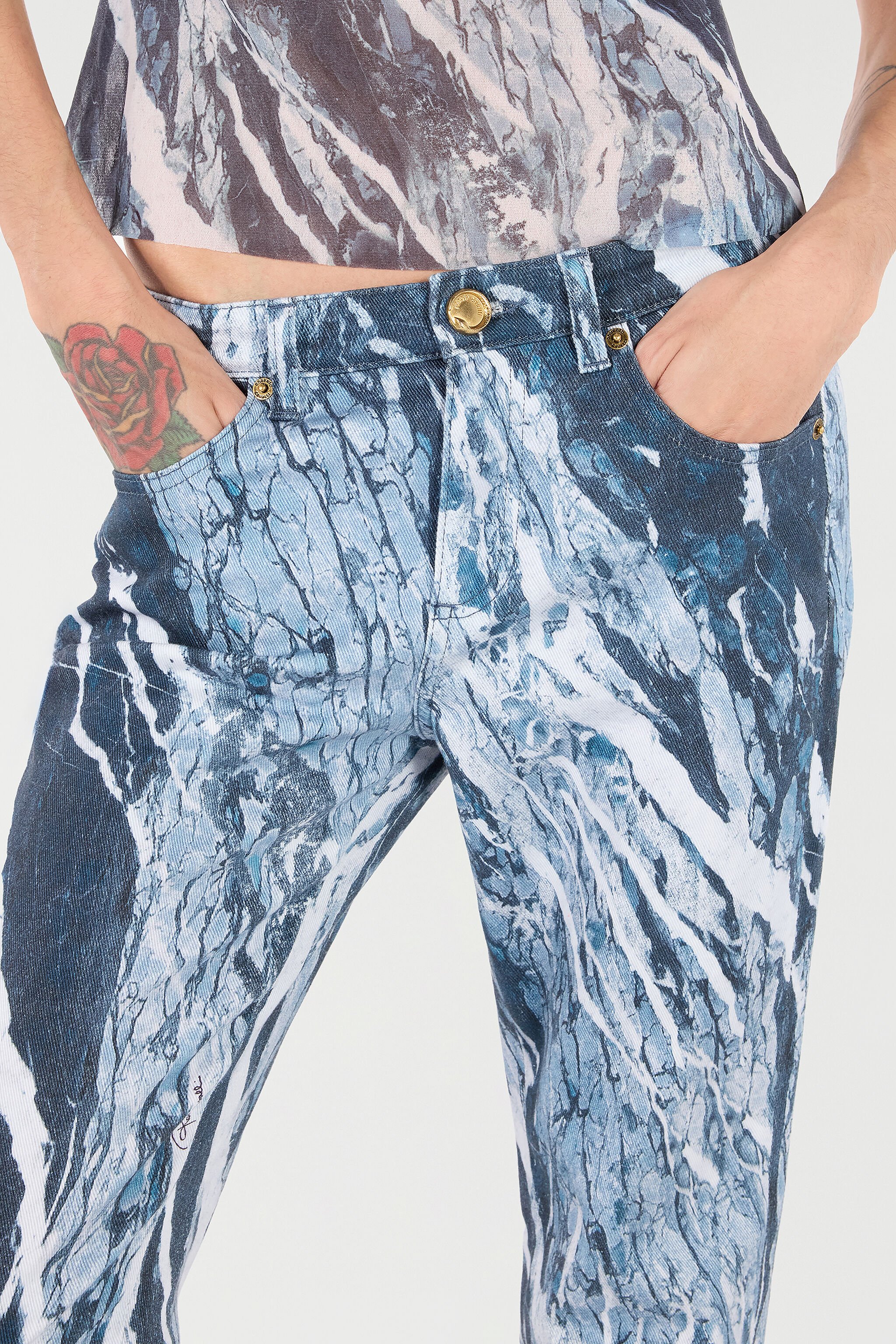 RC Pants With Marble Print Dark blue UKJ232-DAN22