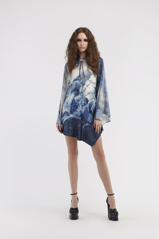 RC Short dress with Denim Wild Leda print Dark blue RWT151-4QI16