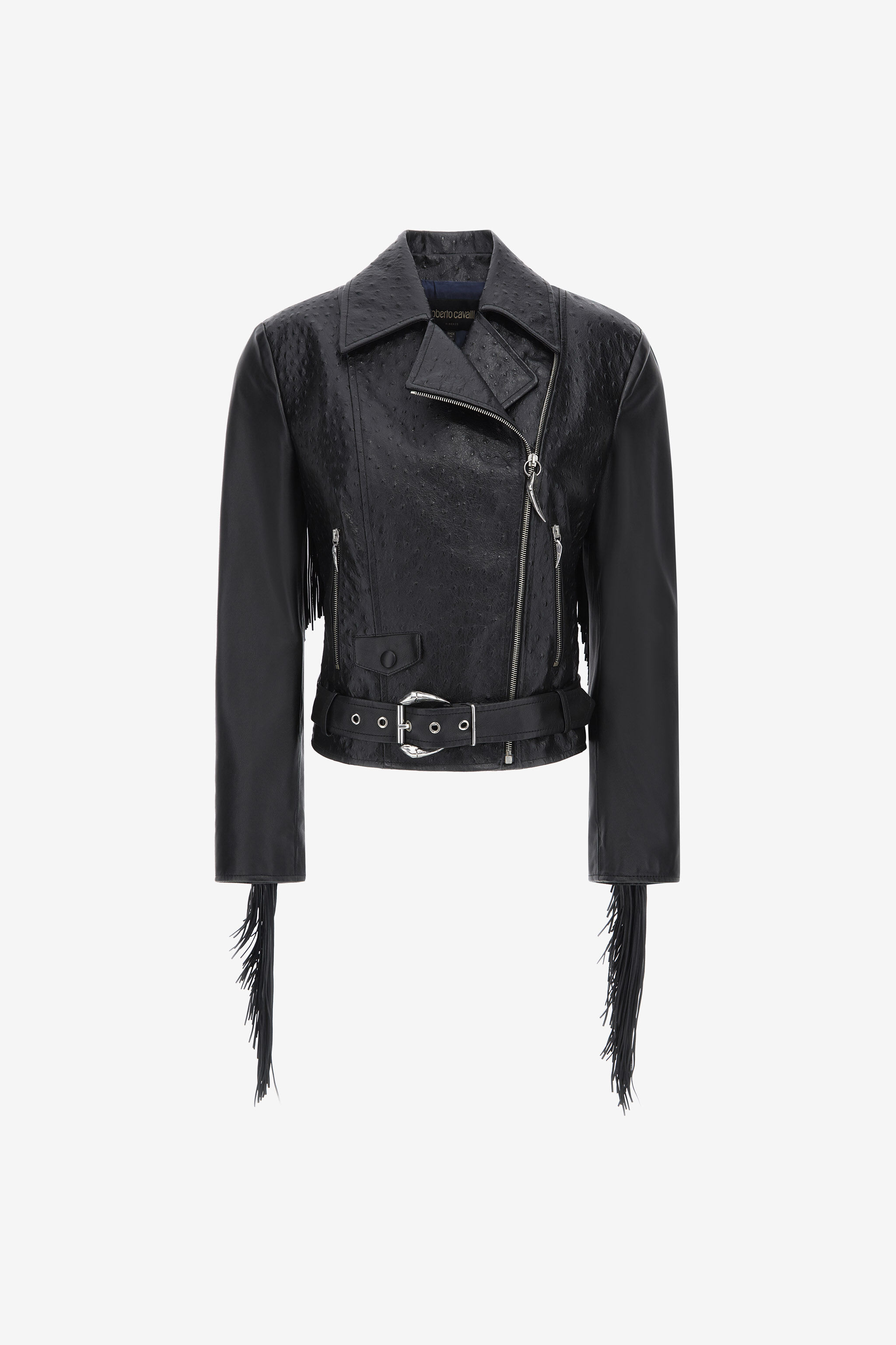Fringe leather jacket in Black for Women Roberto Cavalli
