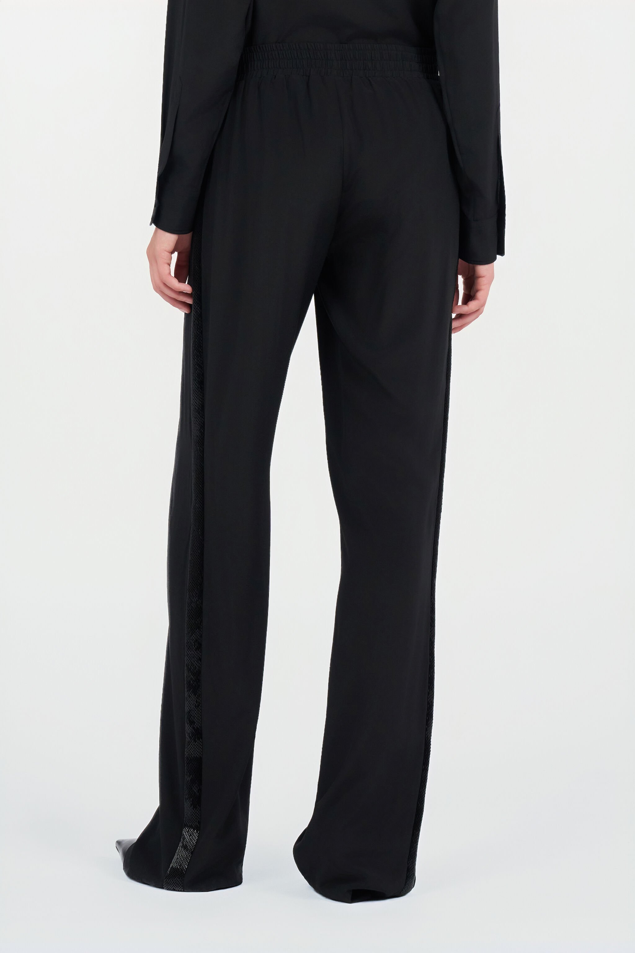 RC Silk palazzo trousers BLACK WKR211-SY001