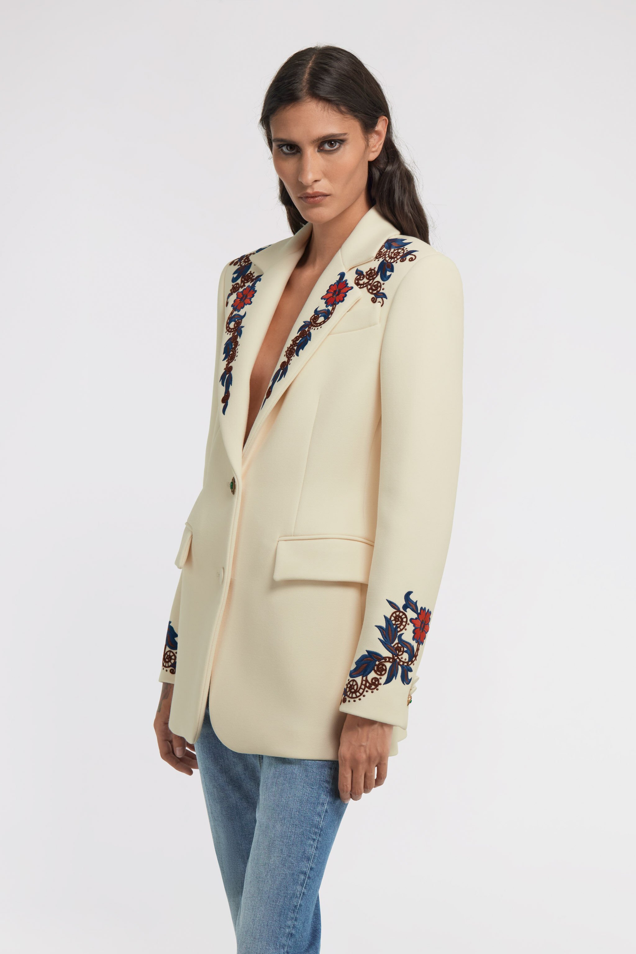 RC Floral Printed Jacket Ivory TKR405-VI037