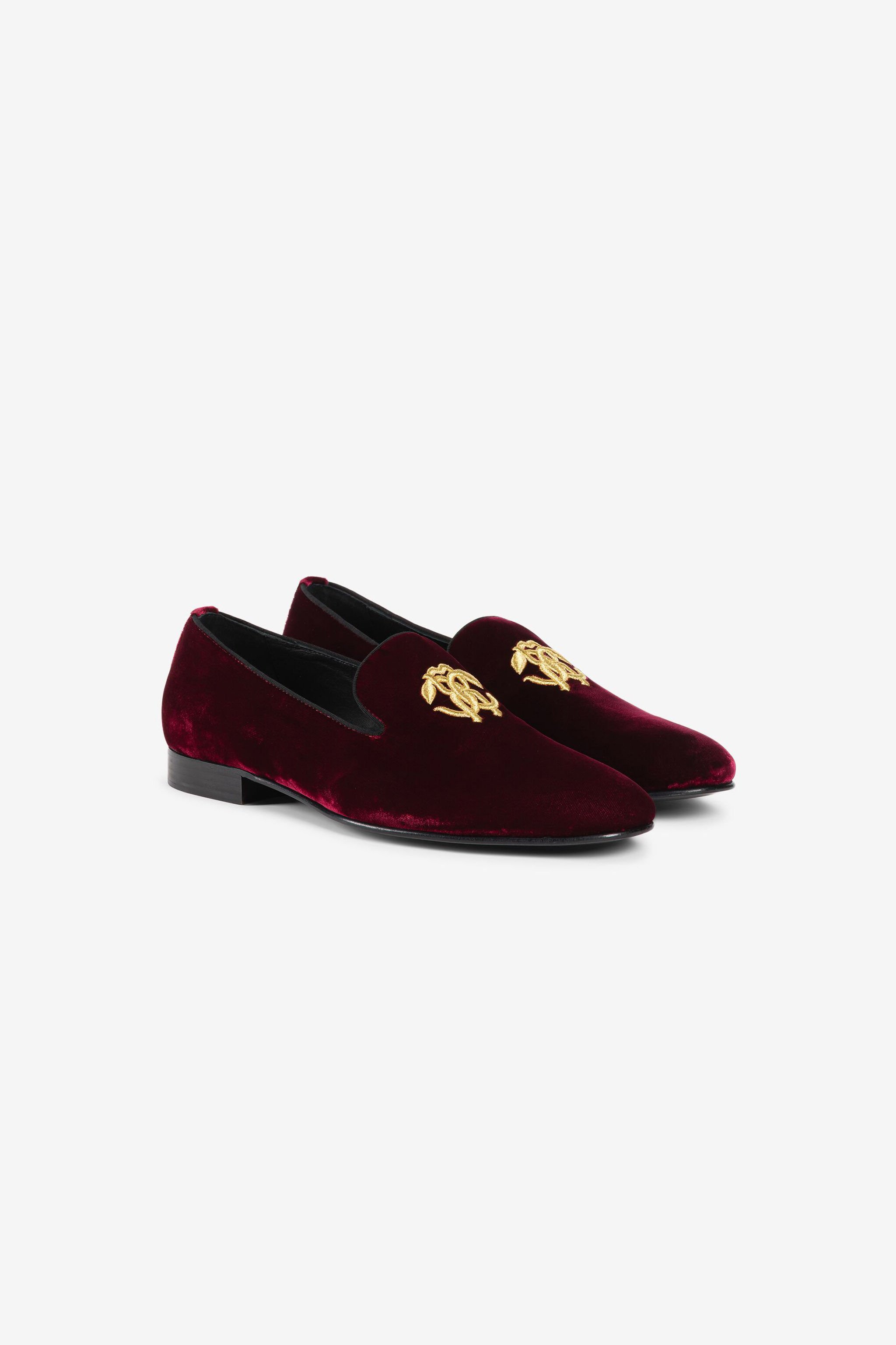 RC Loafers aus Samt mit Monogramm Mirror Snake Dunkelrot RRS029-VL039
