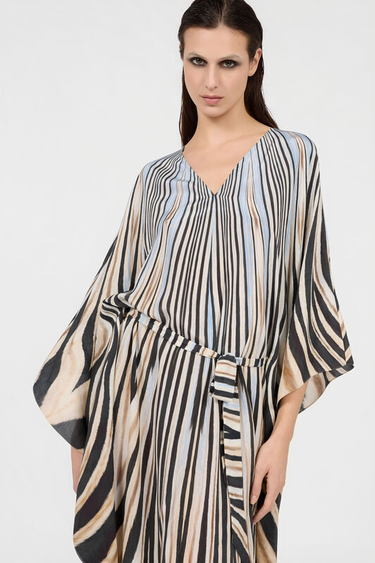 RC Robe Caftan En Soie Imprimé Zebra NATURAL/BLACK XQT179-SQT26