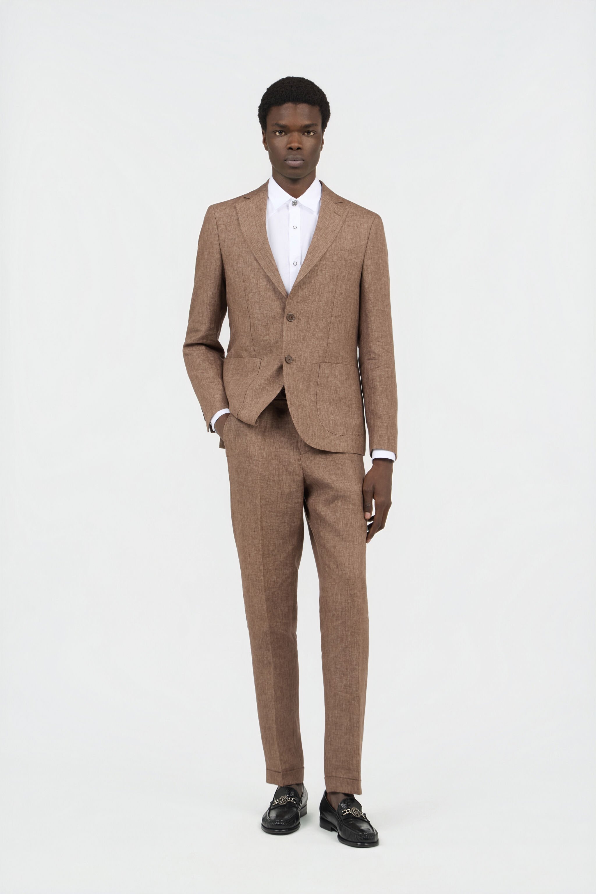 RC Abito Sartoriale in Lino Marrone BROWN QOT40P-1NO01