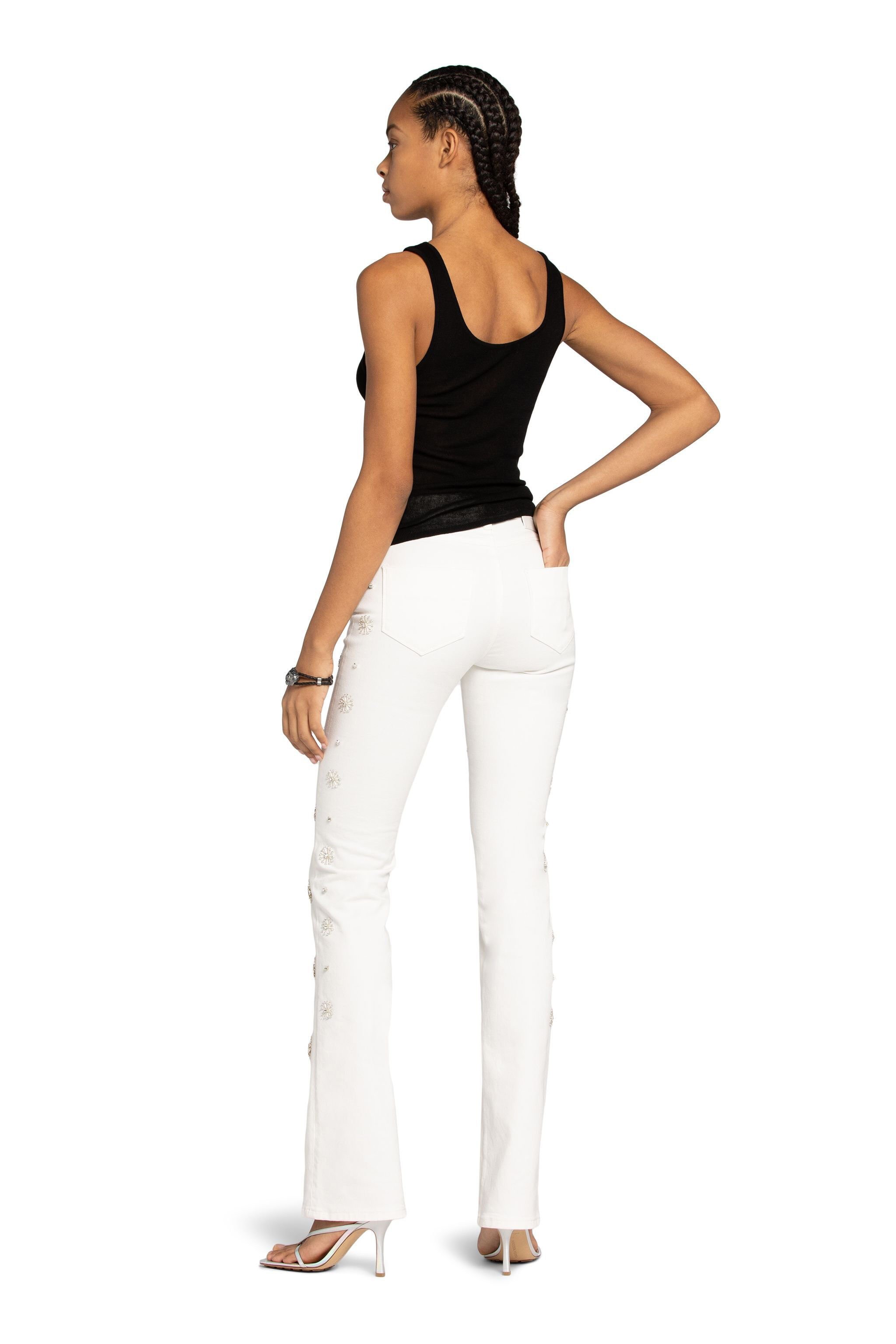 RC Bead-Embellished Jeans Blanco MQJ216-DE005