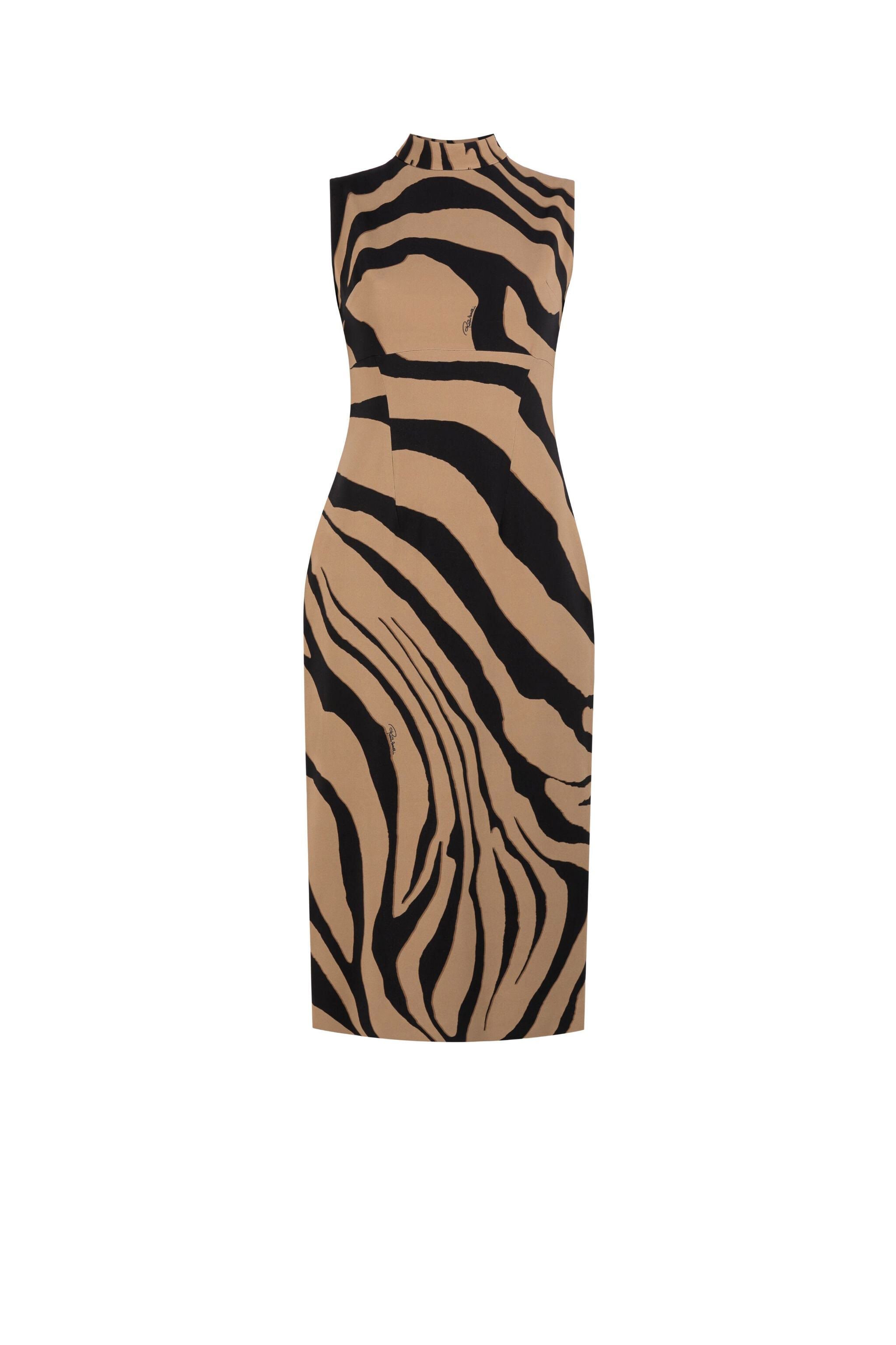 RC Tiger-Print Sleeveless Dress Light Brown KOT10E-ORL60