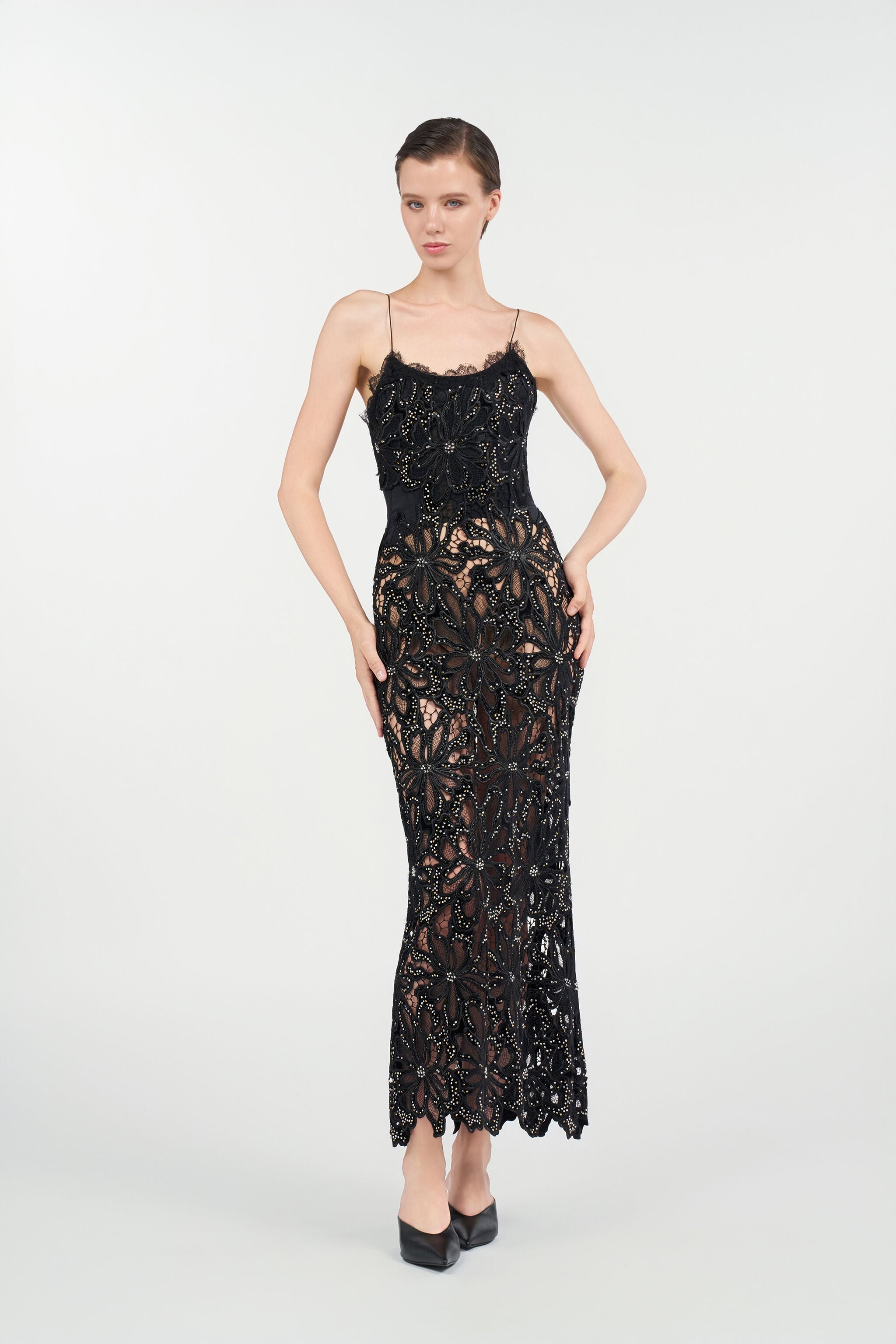 Floral Lace Dress in BLACK for Women | Roberto Cavalli®