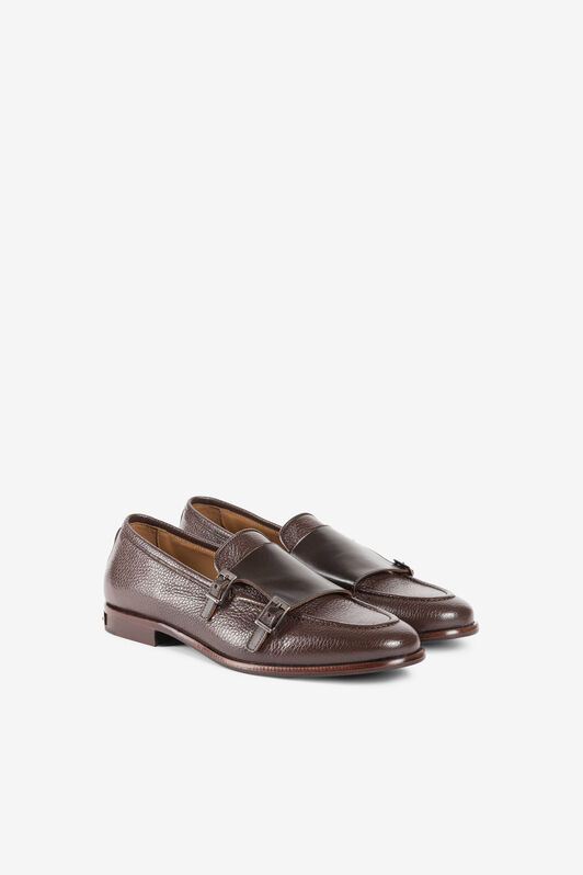 RC Buckled Leather Loafers Brown KOS00L-PNO03